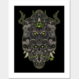 skull illustration Posters and Art